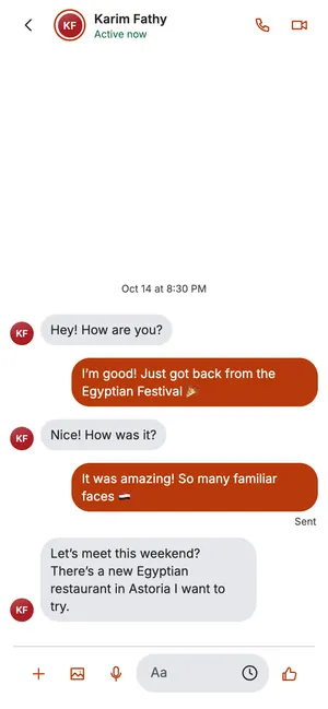 A private chat in Arabio