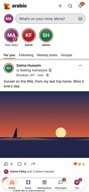 The Arabio home feed